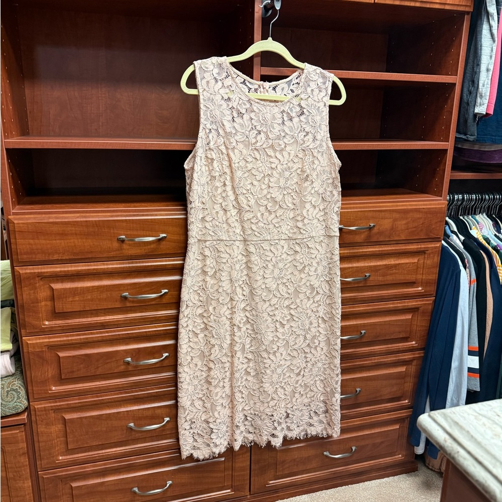 Light Blush Ralph Lauren Lined Lace Dress